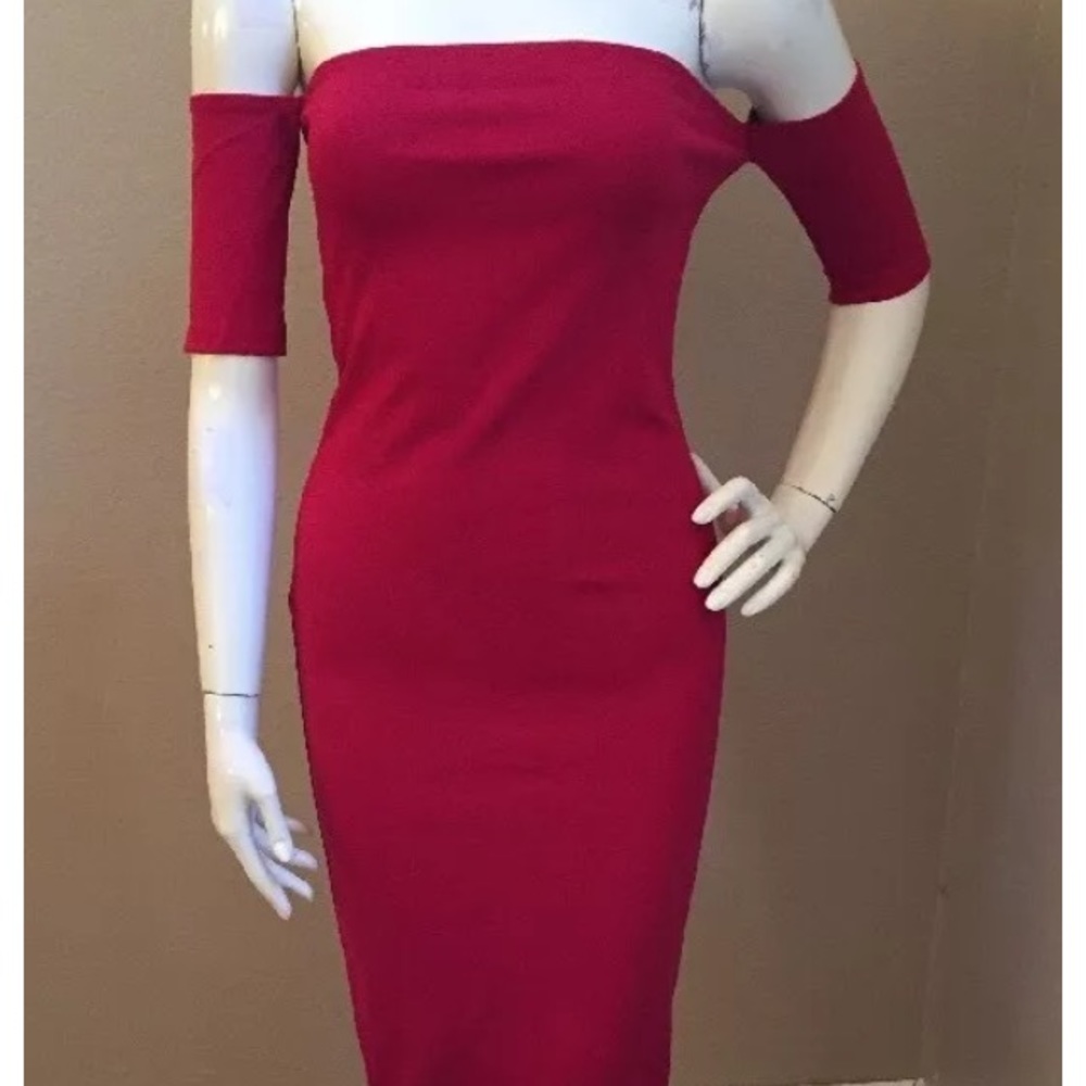 Nasty Gal LUX LA Red Rayon Off Shoulder Dress